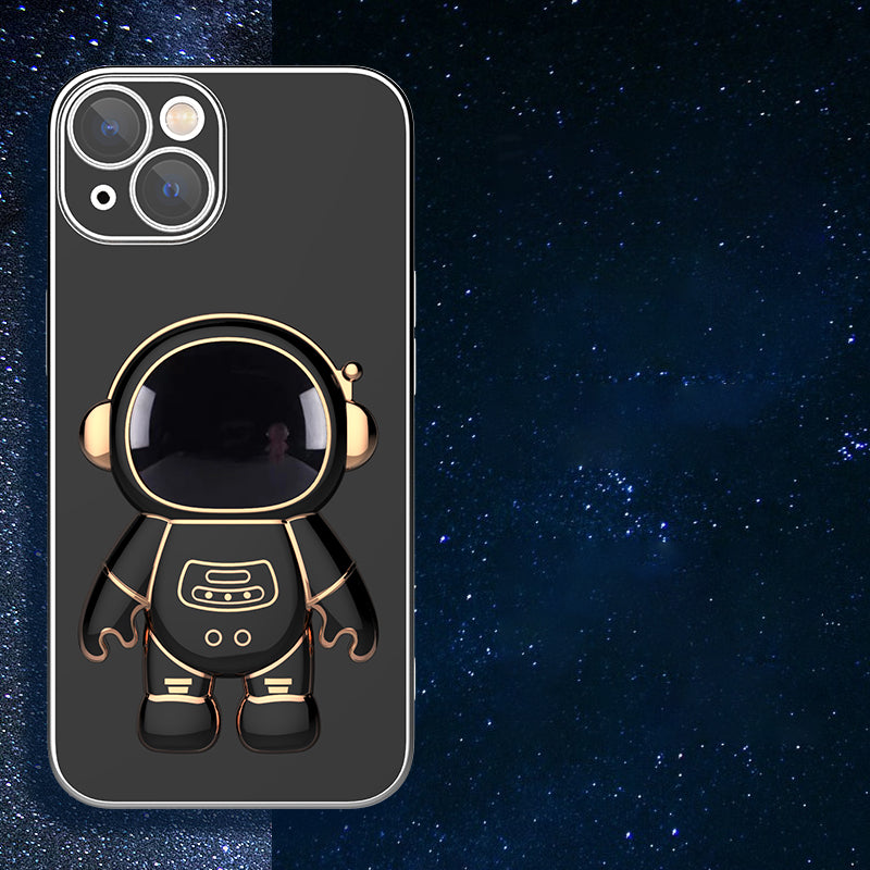 For iPhone 14 Plus Mobile Phone Cover Electroplating Edge Rear Lens Film Phone Case with Astronaut Kickstand For iPhone 14 Plus Mobile Phone Cover Electroplating Edge Rear Lens Film Phone Case with Astronaut Kickstand
